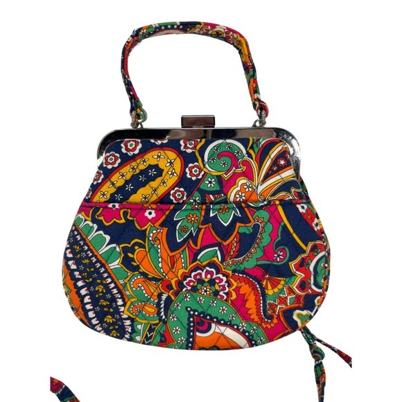 Vera Bradley Cotton Carson Mini Shoulder Bag With Vibrant Floral Paisley Pattern - Picture 2 of 12